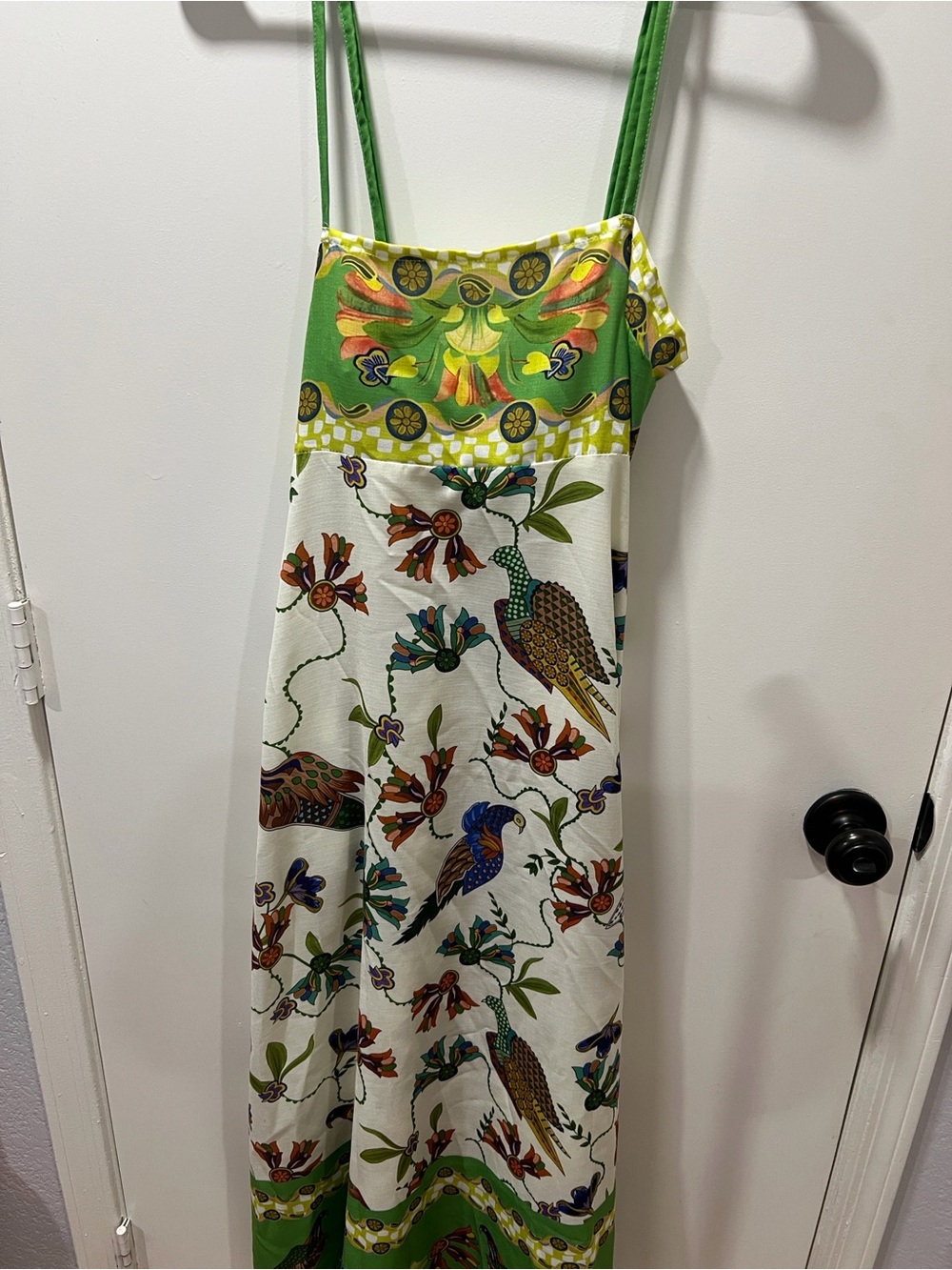 Original Use Green & White Bird Print Maxi Dress